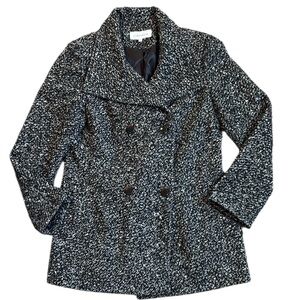Calvin Klein Double Breasted Peacoat Women’s M White Black Wool Blend Jacket